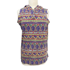 Vintage Carolina Colours Sleeveless Hoodie Top Multi-color Size L